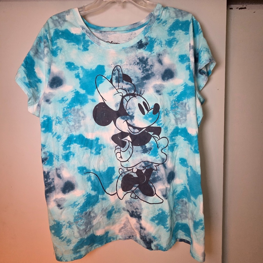 Disney Women's Mini Mouse Top Tye Dye Short Sleeve Size XL Colorful Maximalist